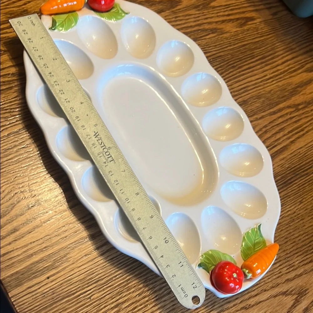 Decorative Egg Tray with Fruit and Vegetable Accents